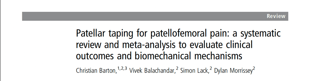 Patellar taping for patellofemoral pain: a systematic review and meta-analysis to evaluate clinical outcomes and biomechanical mechanisms